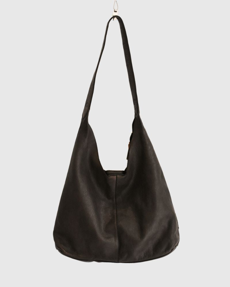 COW LEATHER ONE HANDLE BAG DarkBrown
