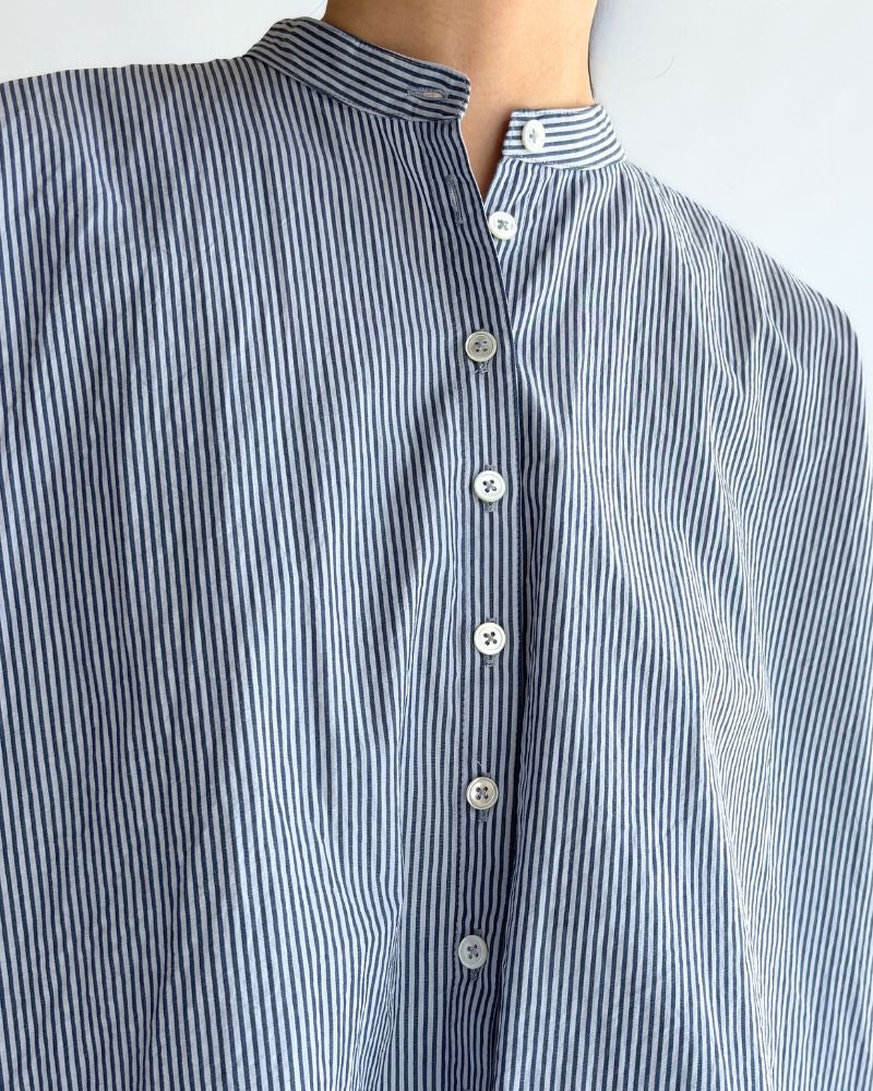 バンドカラービックシャツ Sax/Navy