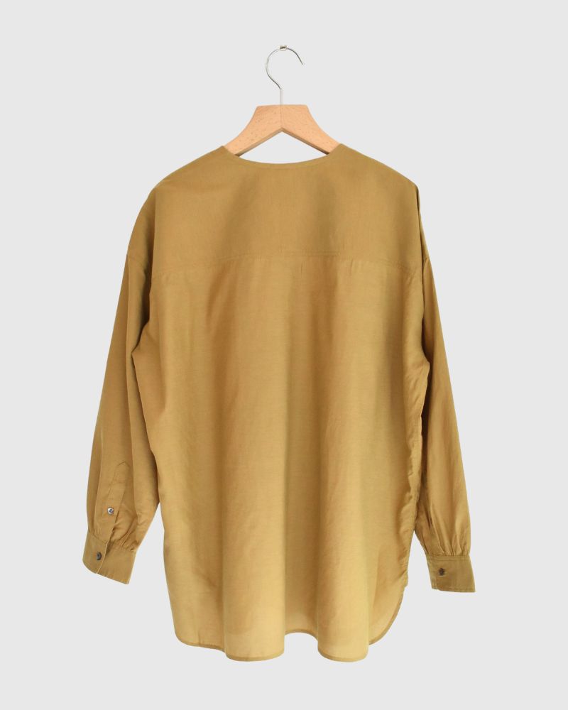 BANGALORE COTTON/SILK PLAIN PULLOVER SHIRT MustardYellow