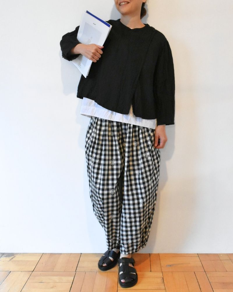 【予約】S/S G1148 ORIGINAL EMBROIDERY LACE GINGHAM ameri PANTS（1月末 – 2月初旬）