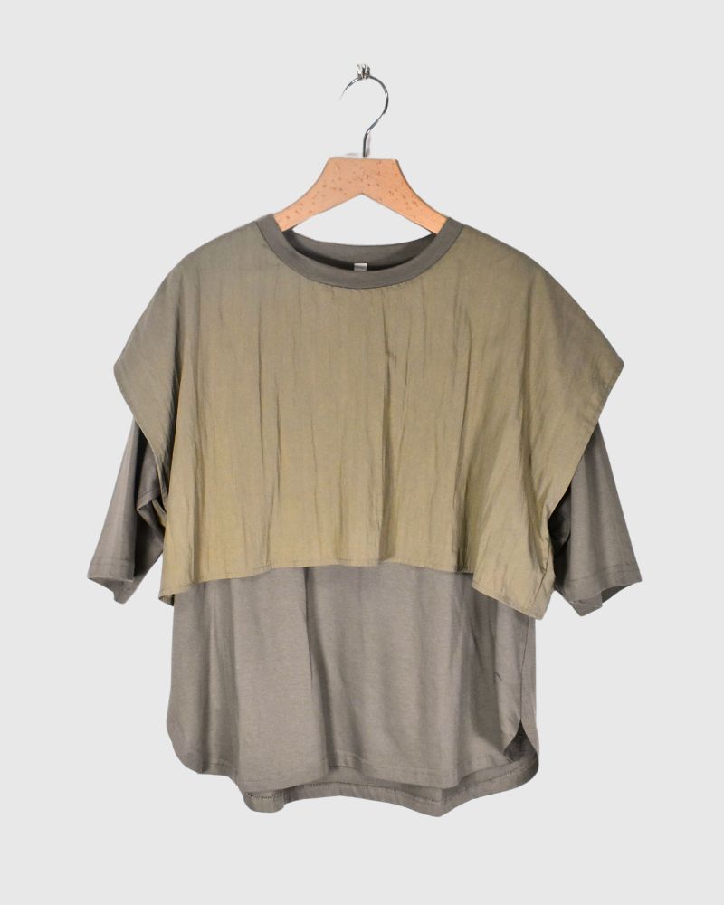 【sale】LAYERED TOPS 'HABOI' Khaki Beige