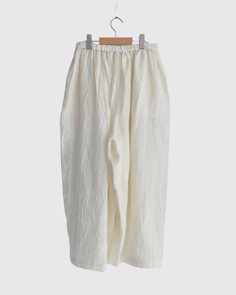 ワイドコクーン ギャザーパンツ（LINEN） OffWhite