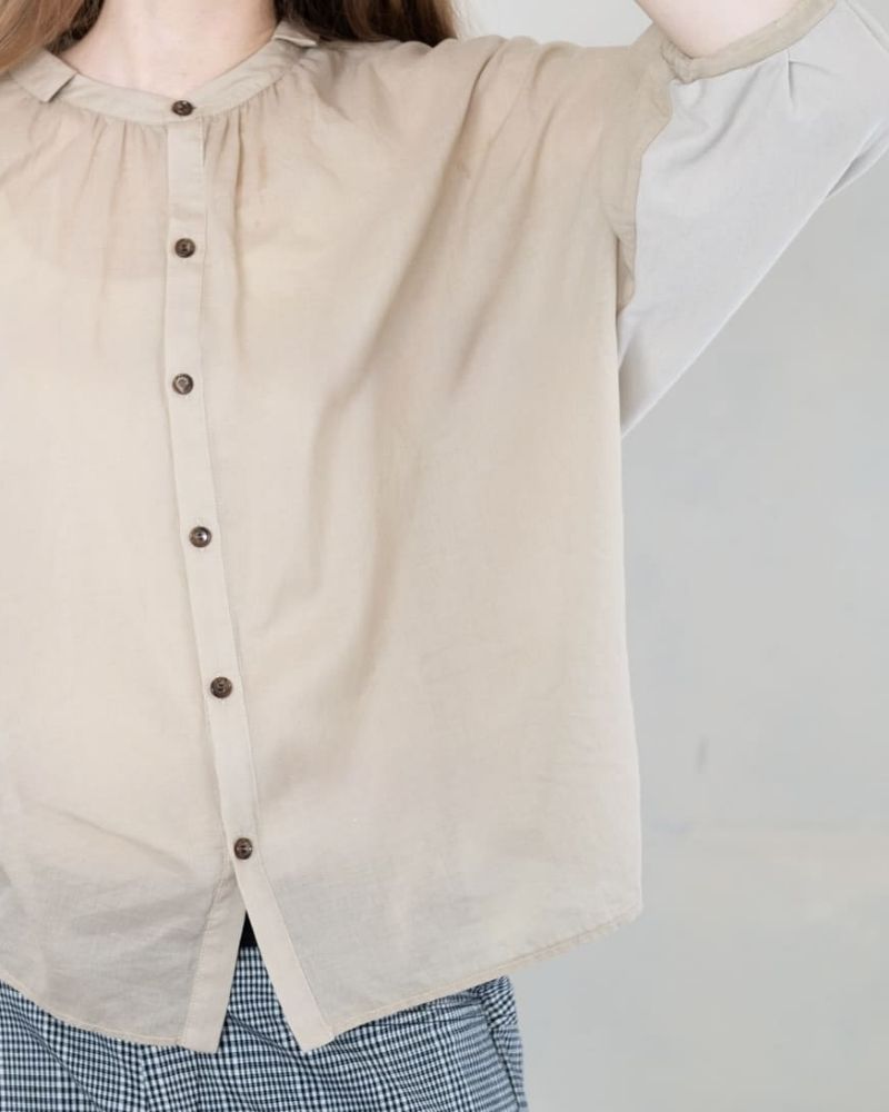 【予約】S/S TT190 コットンシルクとカットソーのコンビシャツ（2月）