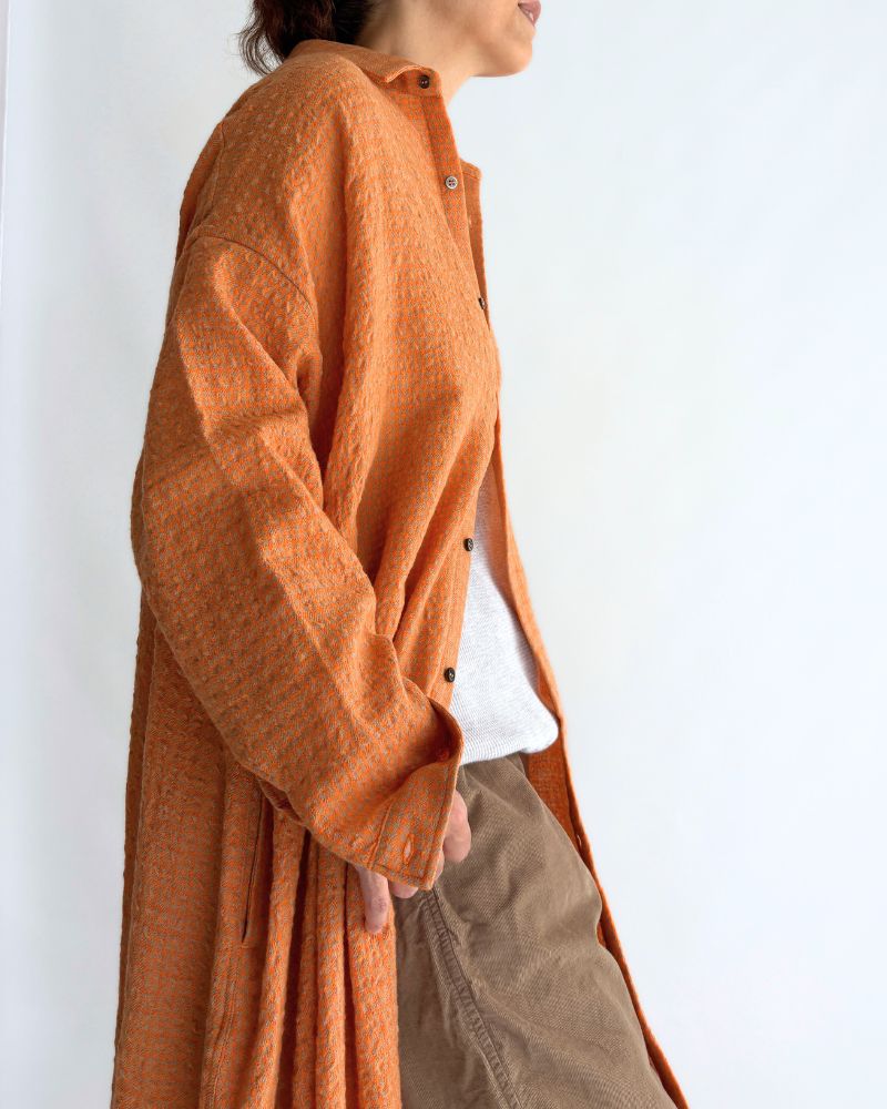 ウールコットン ギンガムドレス Orange/Mocha