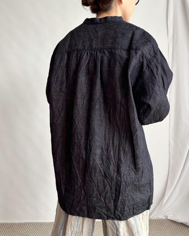 ANTIQUE PIN TUCK PULL SHIRT Indigo