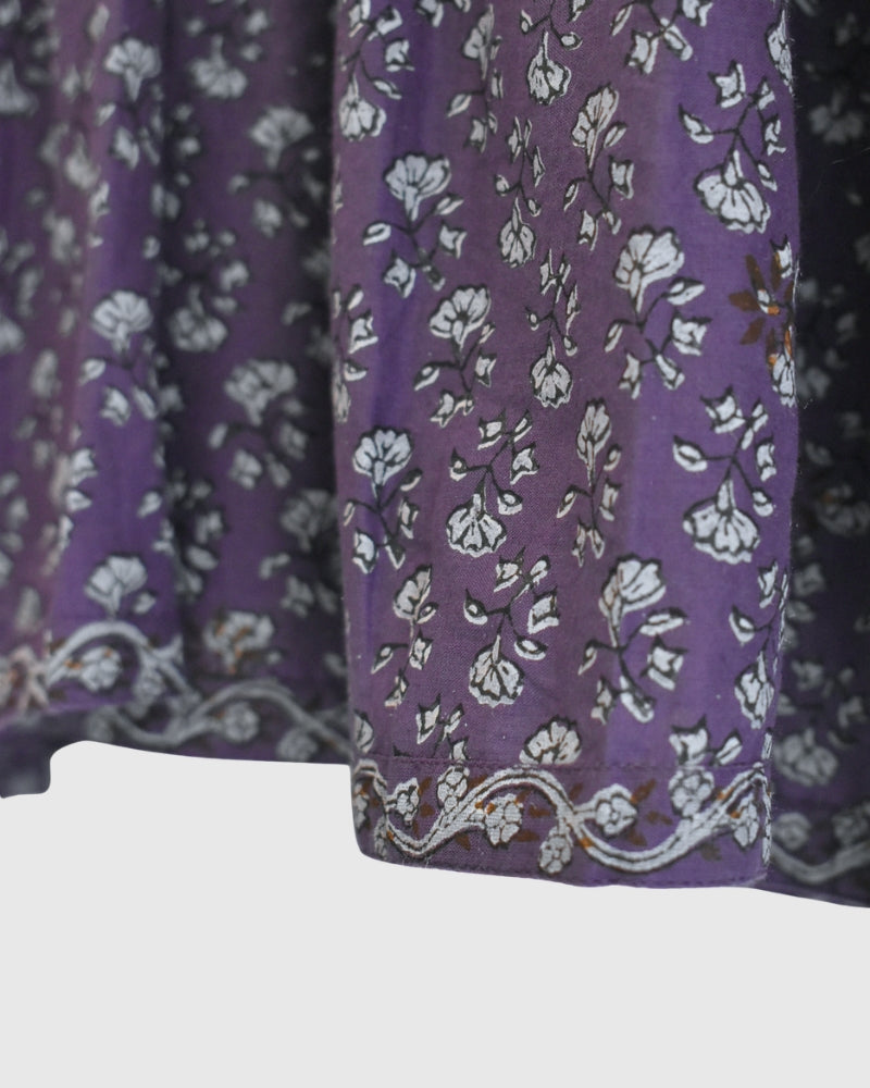 CREW-NECK BUTTON SHIRT WITH PINTUCK Purple