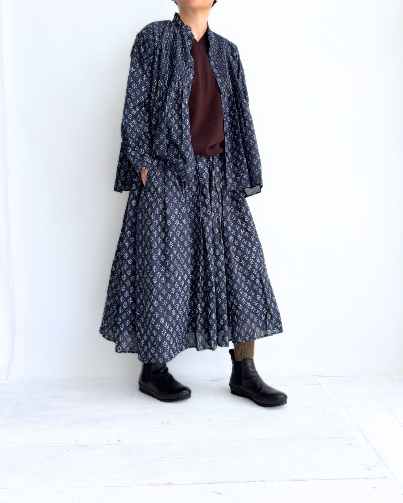 RAJASTAN TUCK GATHERED SKIRT WITH LINING Navy