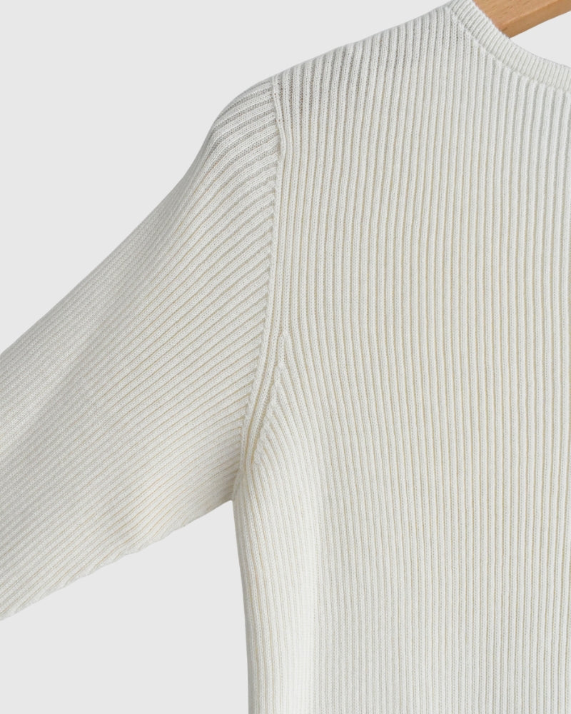 JAPAN WHOLEGARMENT リブニットプルオーバー Ivory