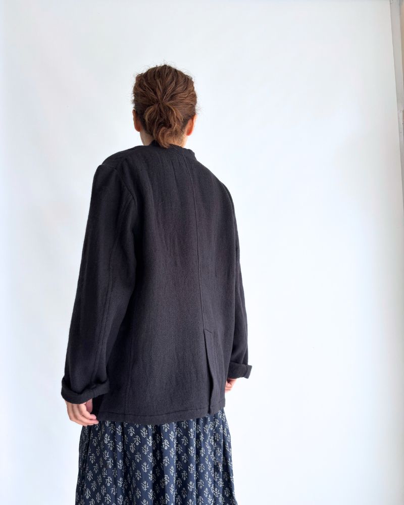 STAND COLLAR FLY FRONT JACKET Navy