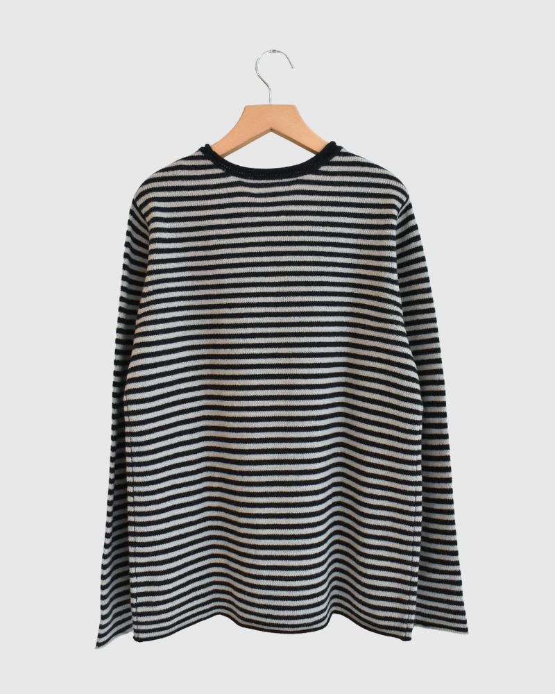 ボーダーニットプルオーバー Pebblegray/Navy