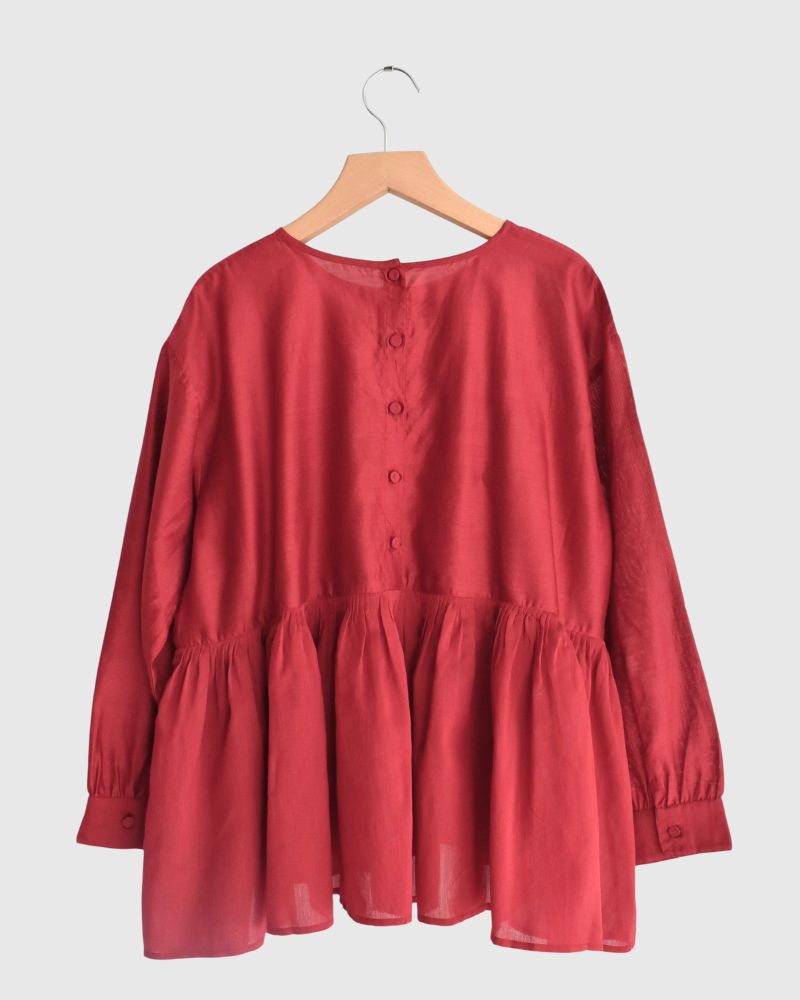 RAHASTHAN TUCK GATHERED PULLOVER Red