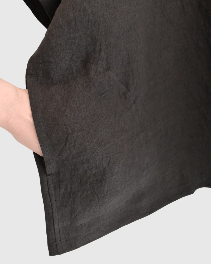 ボートネックワイドブラウス（LINEN） Brown