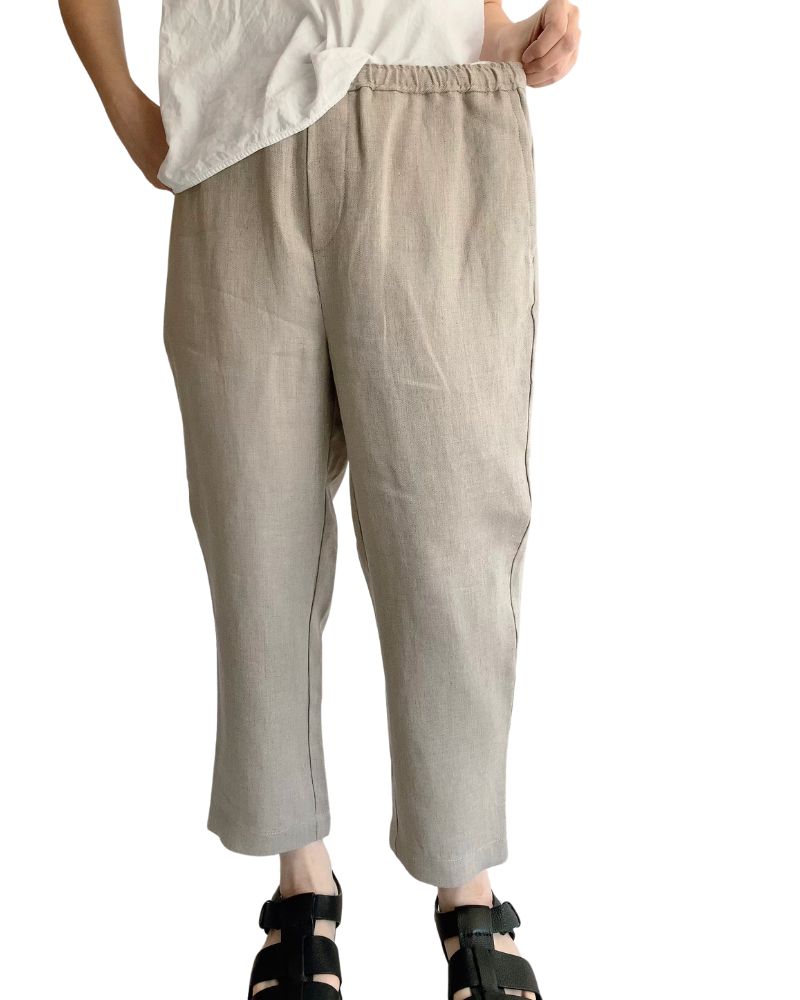 LINEN TWILL EASY TAPERED PANTS Natural