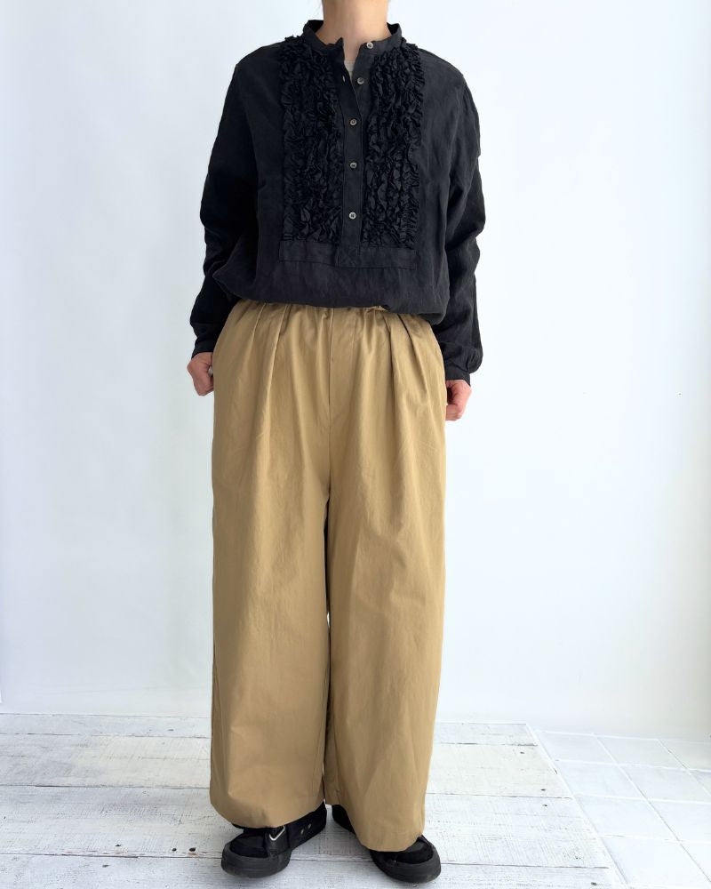 COTTON/LINEN DYED WEATHER 2TUCK WIDE EASY PANTS Beige