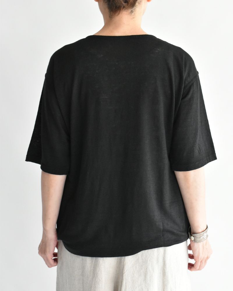 リネン2Wayヘンリープルオーバー Black
