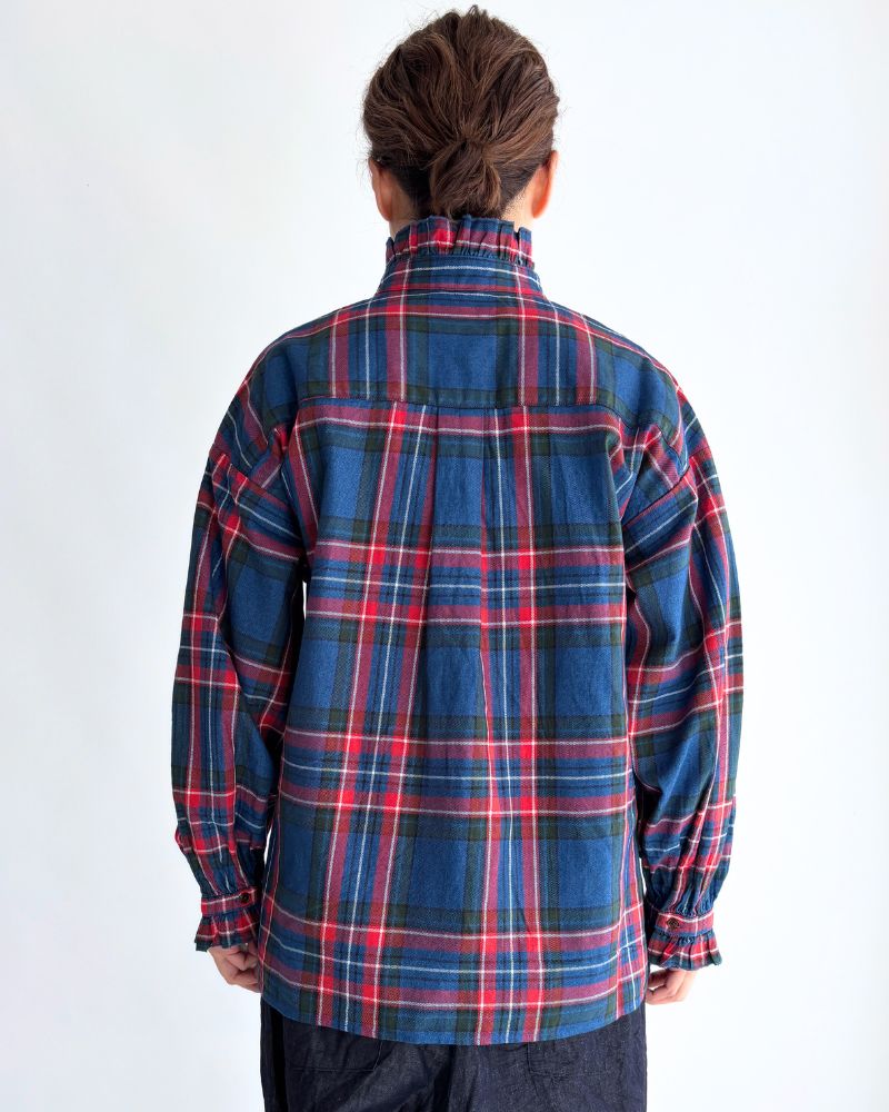 インディゴタータン フリルブラウス Blue