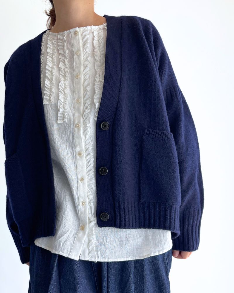 コットンリネン フリルブラウス OffWhite