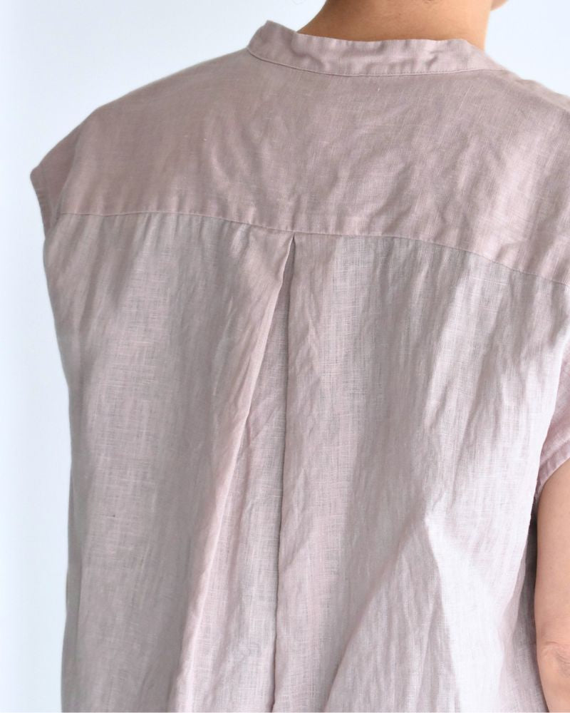 リネンフリル ノースリーブブラウス AshPink