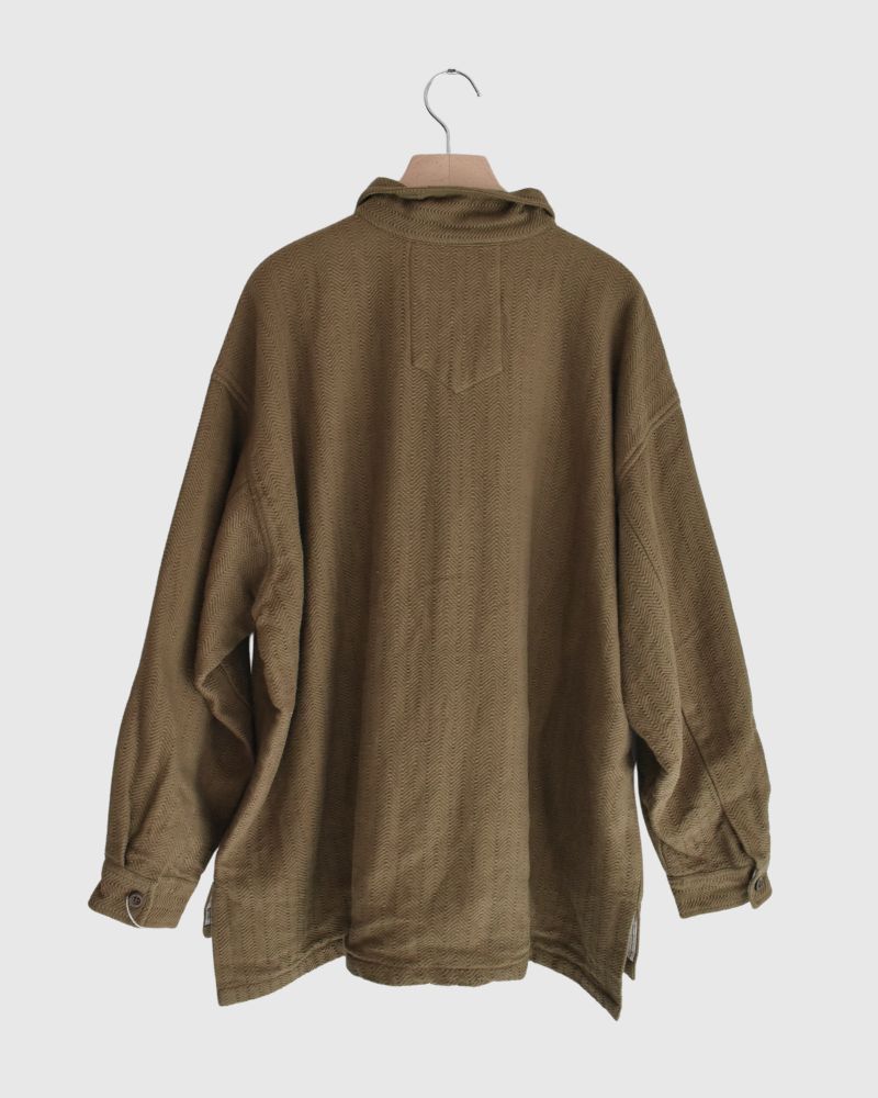 手織りコットンヘリンボーン ジャケット KhakiBrown