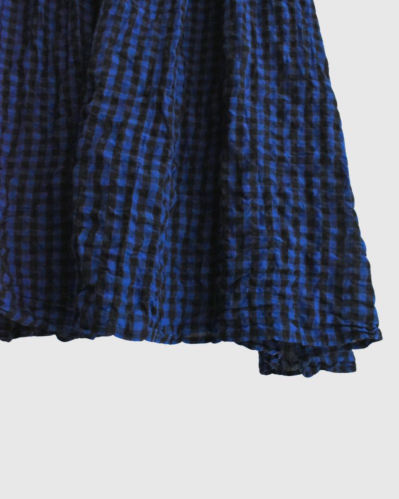 ブロックチェック スリーブレスギャザーワンピース Navy