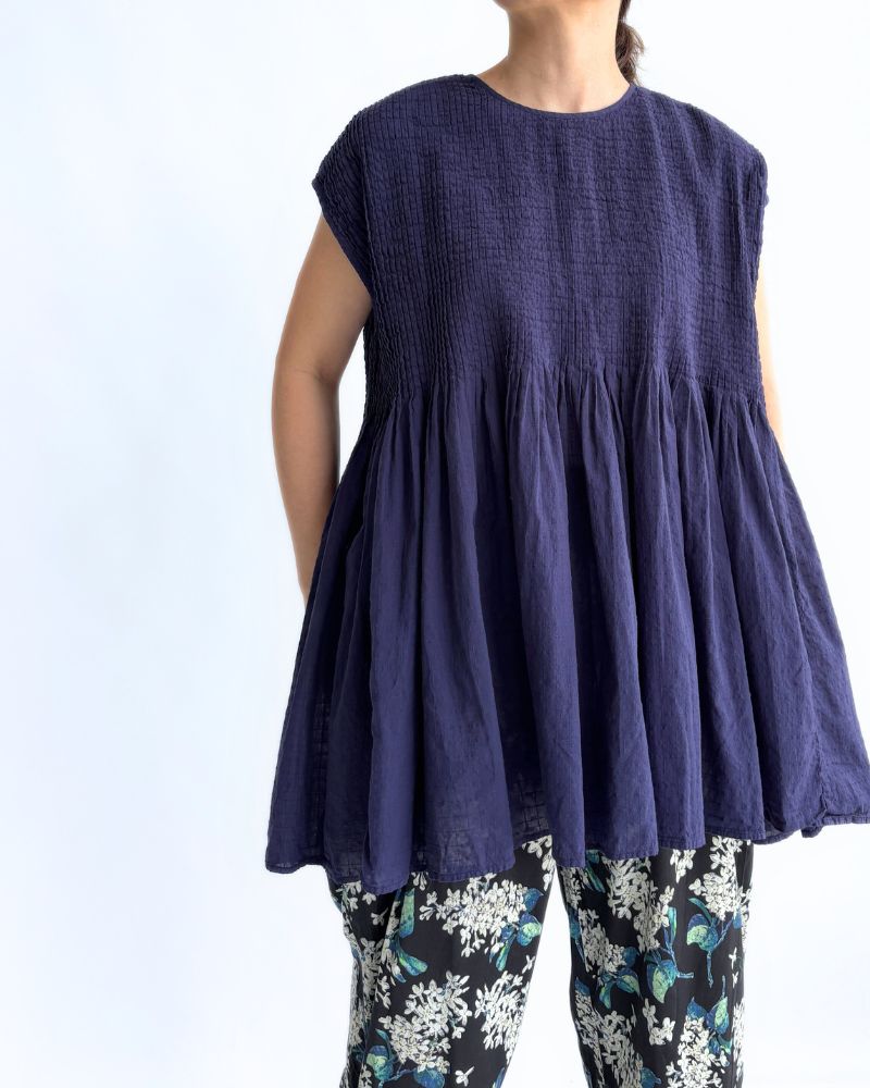 CREW-NECK F/SL SHIRT WITH PINTUCK DarkPurple