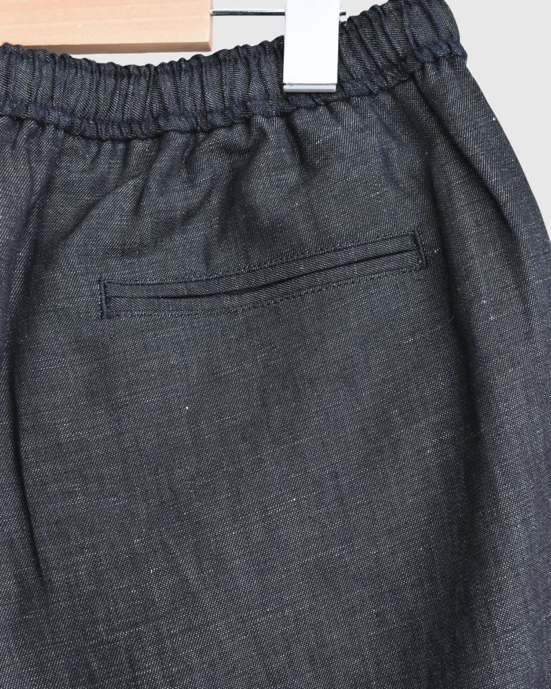 COTTON/LINEN DENIM EASY TAPERED PANTS Navy