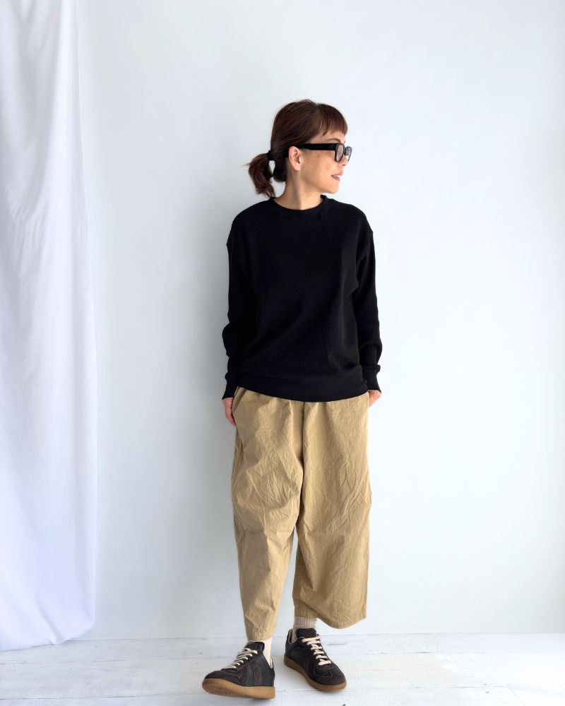 ワッフルロングスリーブTee Black