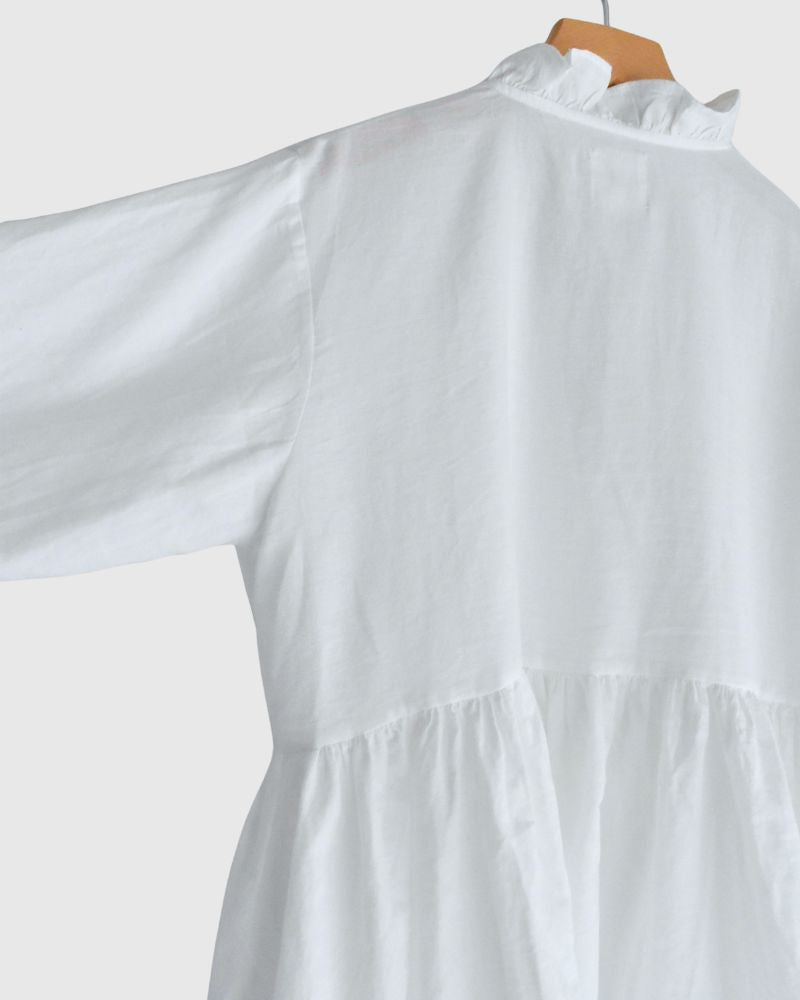 TWILL COTTON KHADI PLAIN (WASH) FRILL CACHE COEUR White