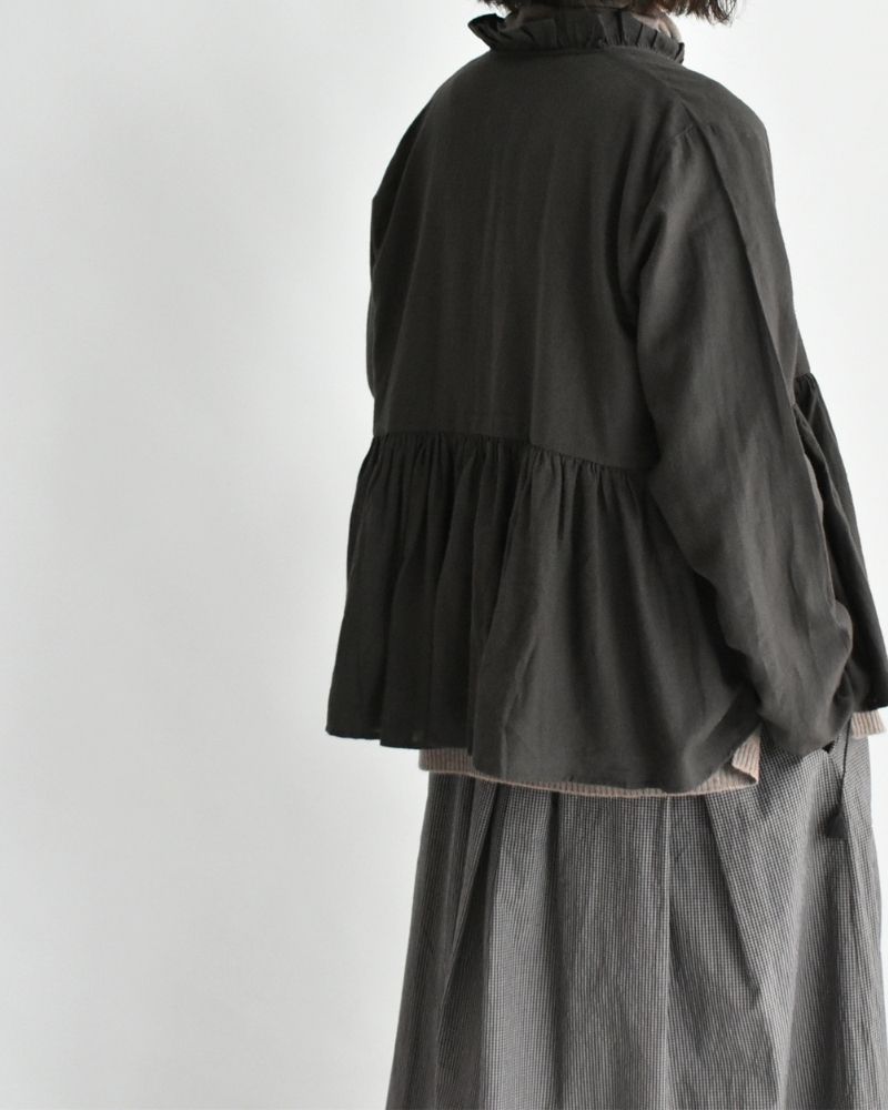 TWILL COTTON KHADI PLAIN FRILL CACHE COEUR Charcoal