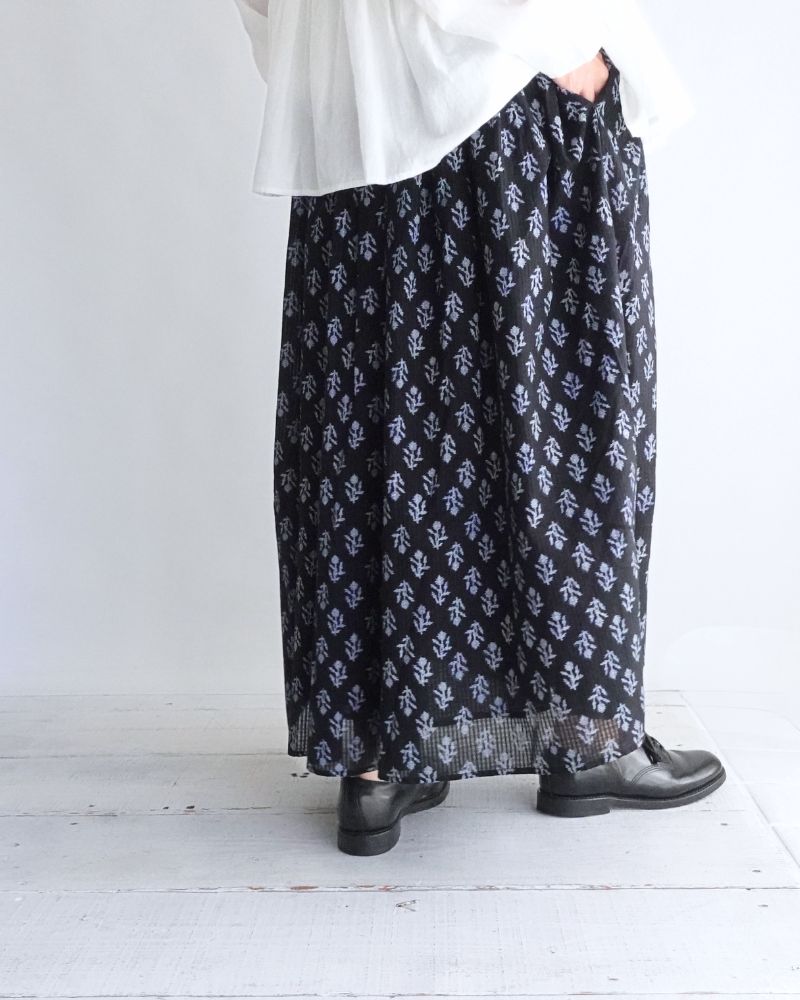 GATHERED SKIRT WITH LINING Black