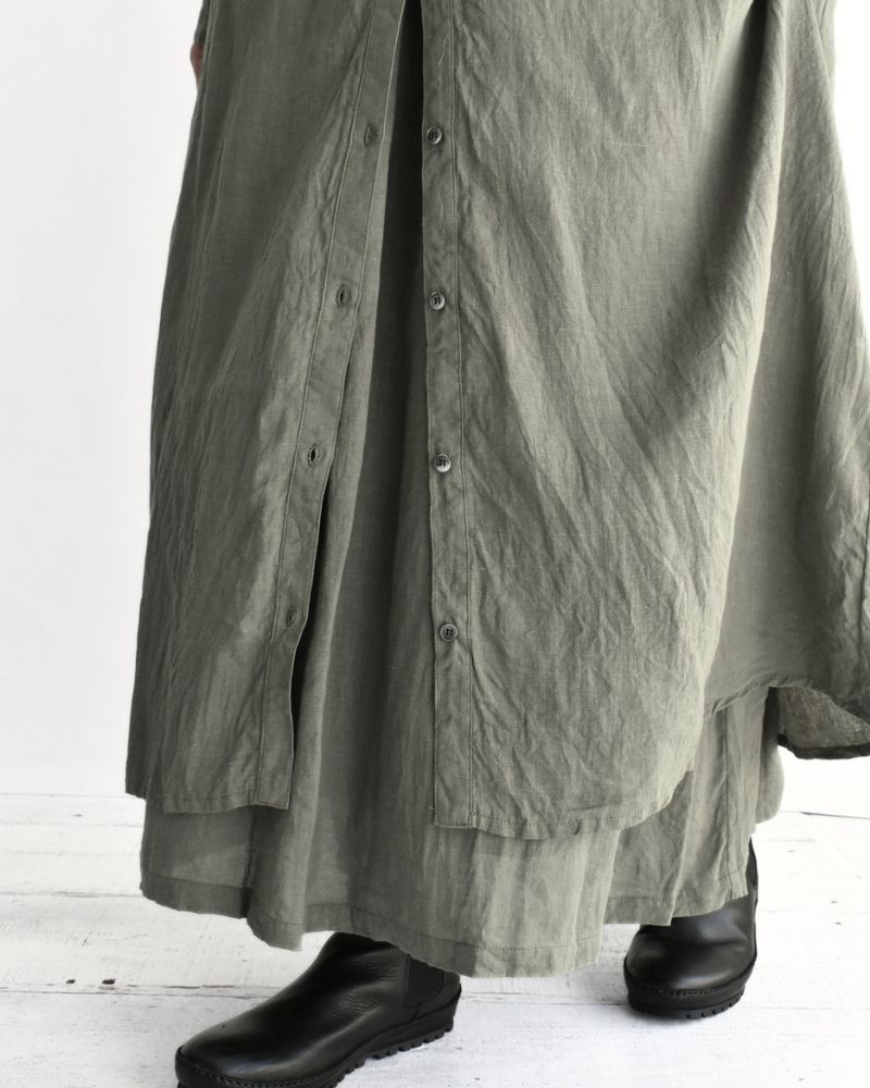 フレンチリネン ドレス Khaki
