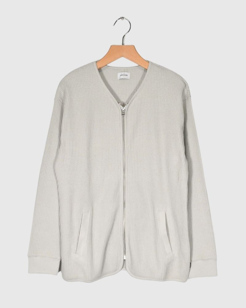 OG WAFFLE ZIP CARDIGAN LightGray