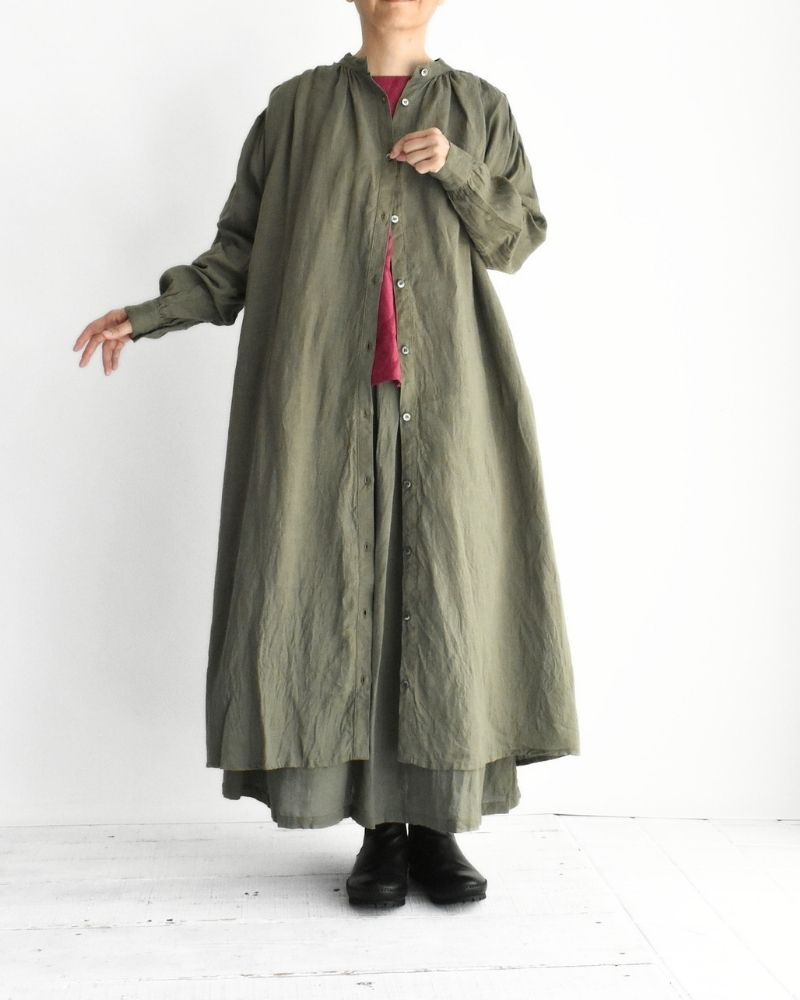 フレンチリネン ドレス Khaki