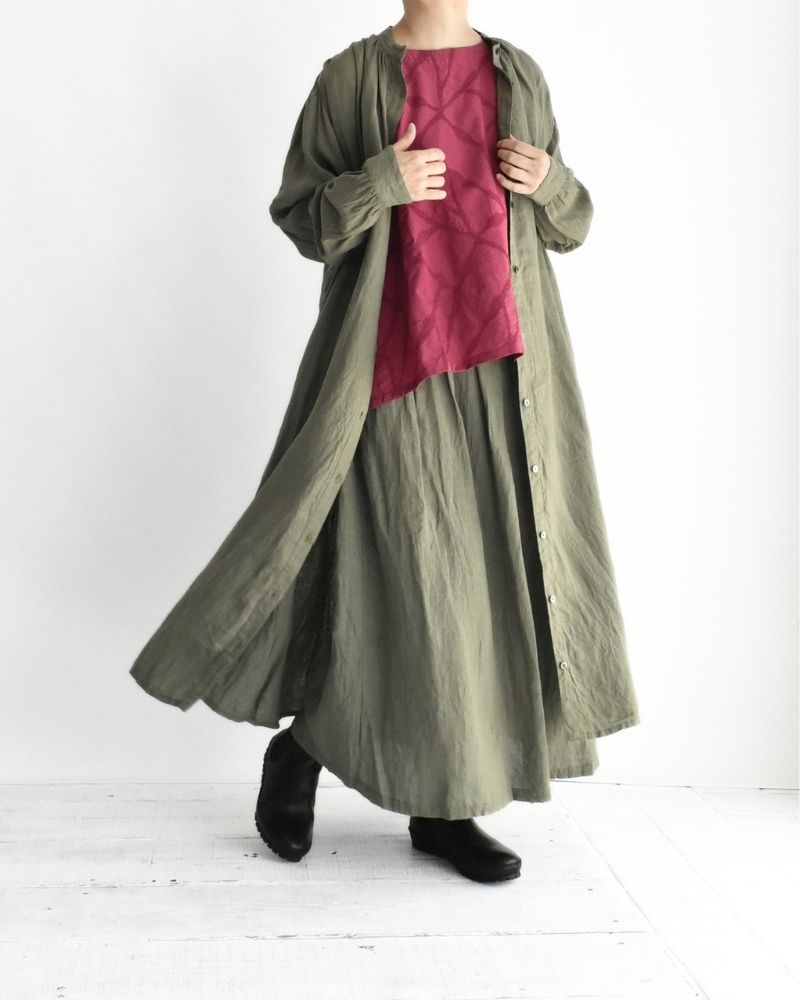 フレンチリネン ドレス Khaki