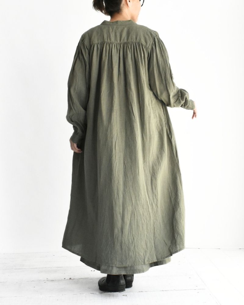 フレンチリネン ドレス Khaki