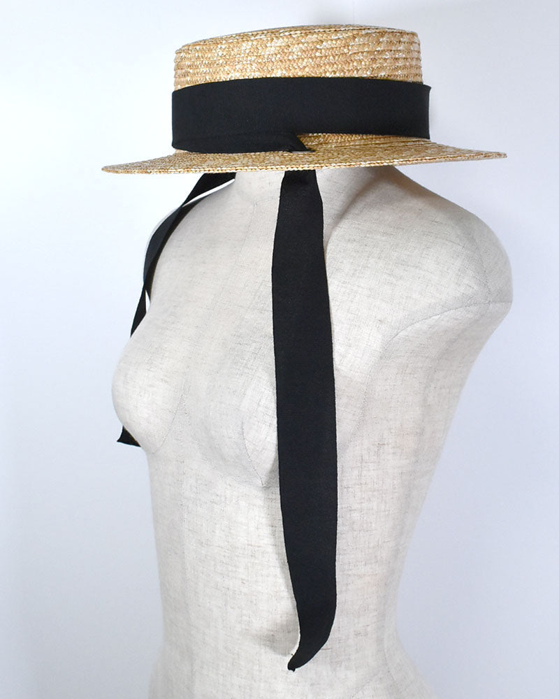 STRAW HAT WITH WIDE TAPE