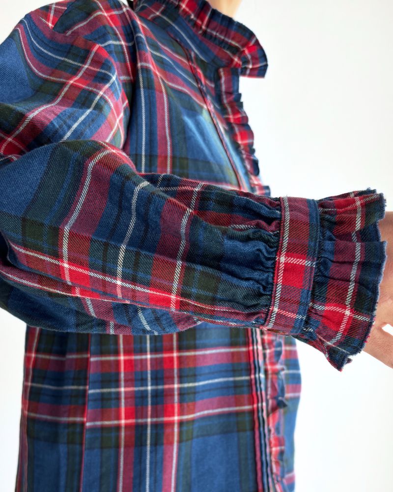 インディゴタータン フリルブラウス Blue