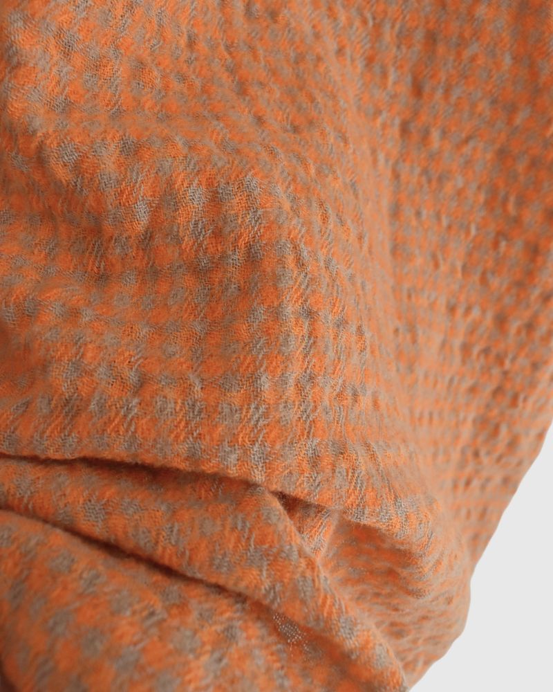 ウールコットン ギンガムドレス Orange/Mocha