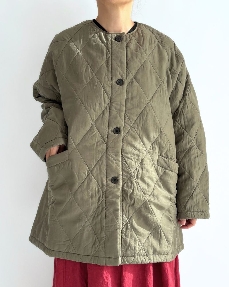 FRONT BUTTON SHORT COAT Olive