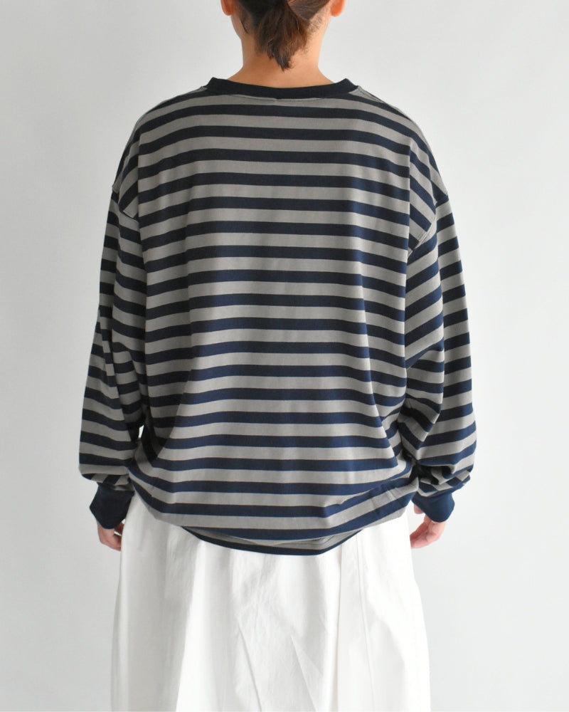 タック コクーンTシャツ Gray/Navy Border