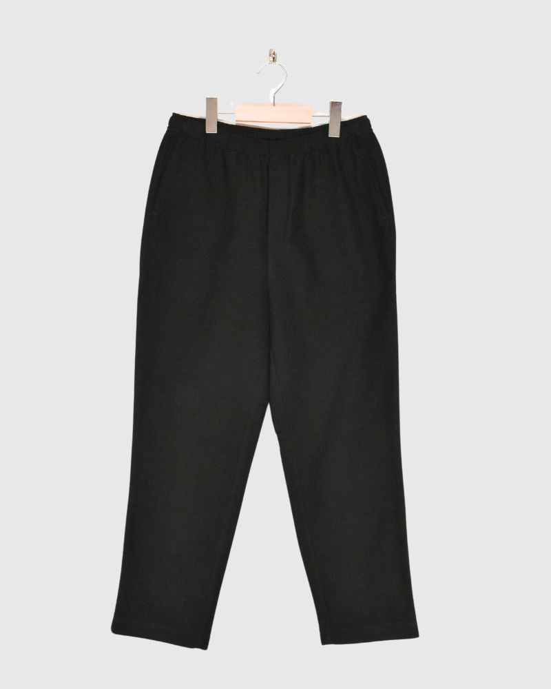 COTTON SUEDE EASY TAPERED PANTS Black