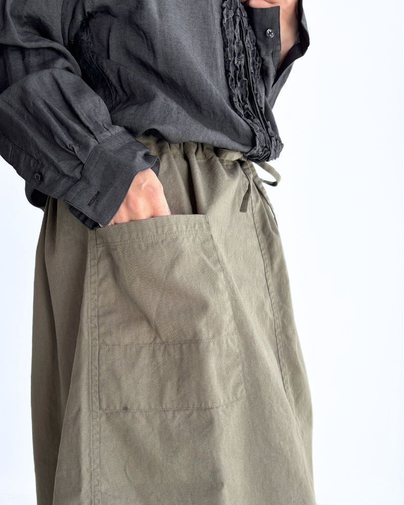 COTTON HERRINGBONE WASH EASY SKIRT KhakiHerringbone