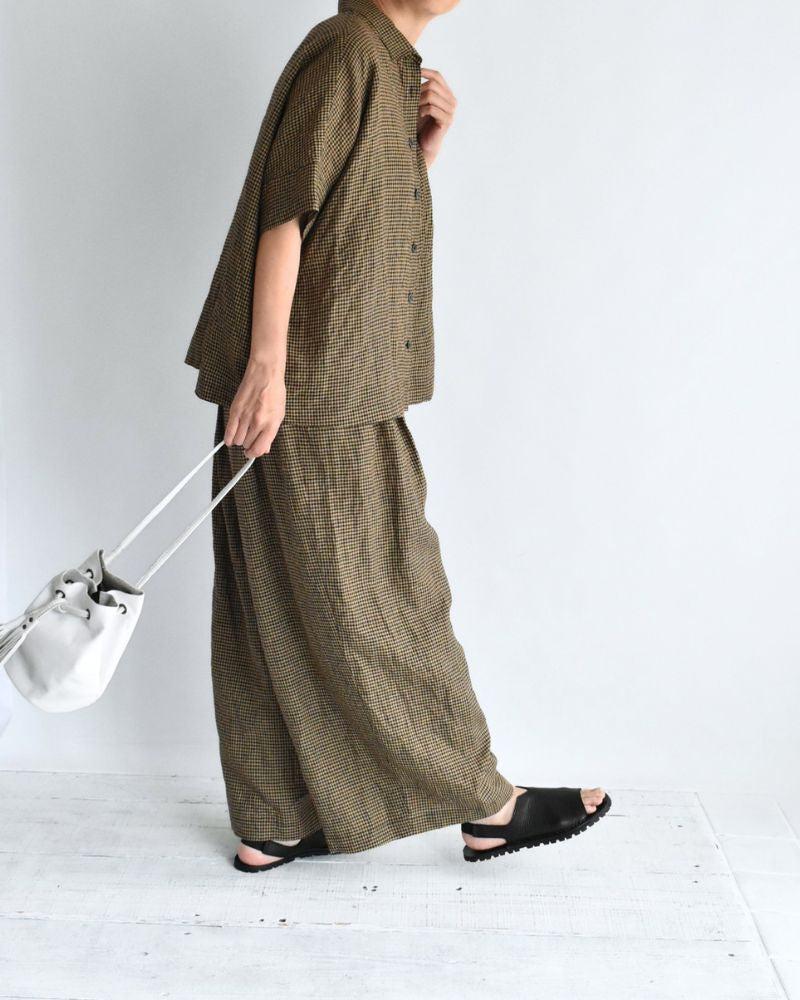 ワイドカフス シャツ Camel/Black