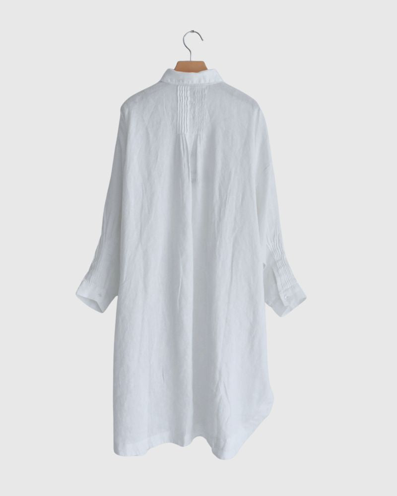 リネンタックシャツドレス White