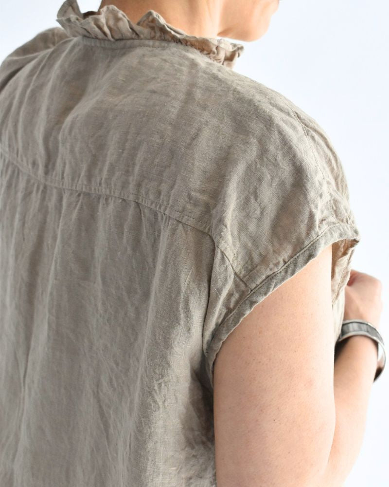 FRENCH/SL FRILL COLLAR SHIRTS AshBeige