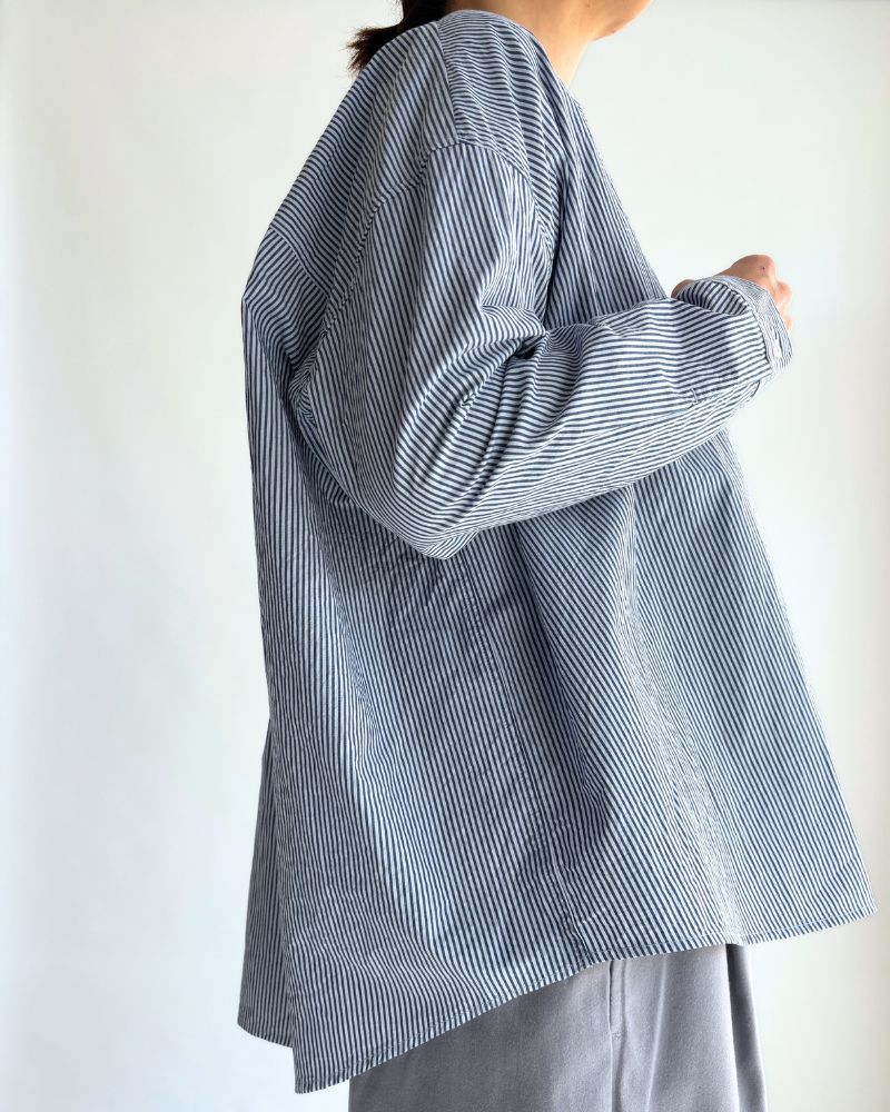 バンドカラービックシャツ Sax/Navy