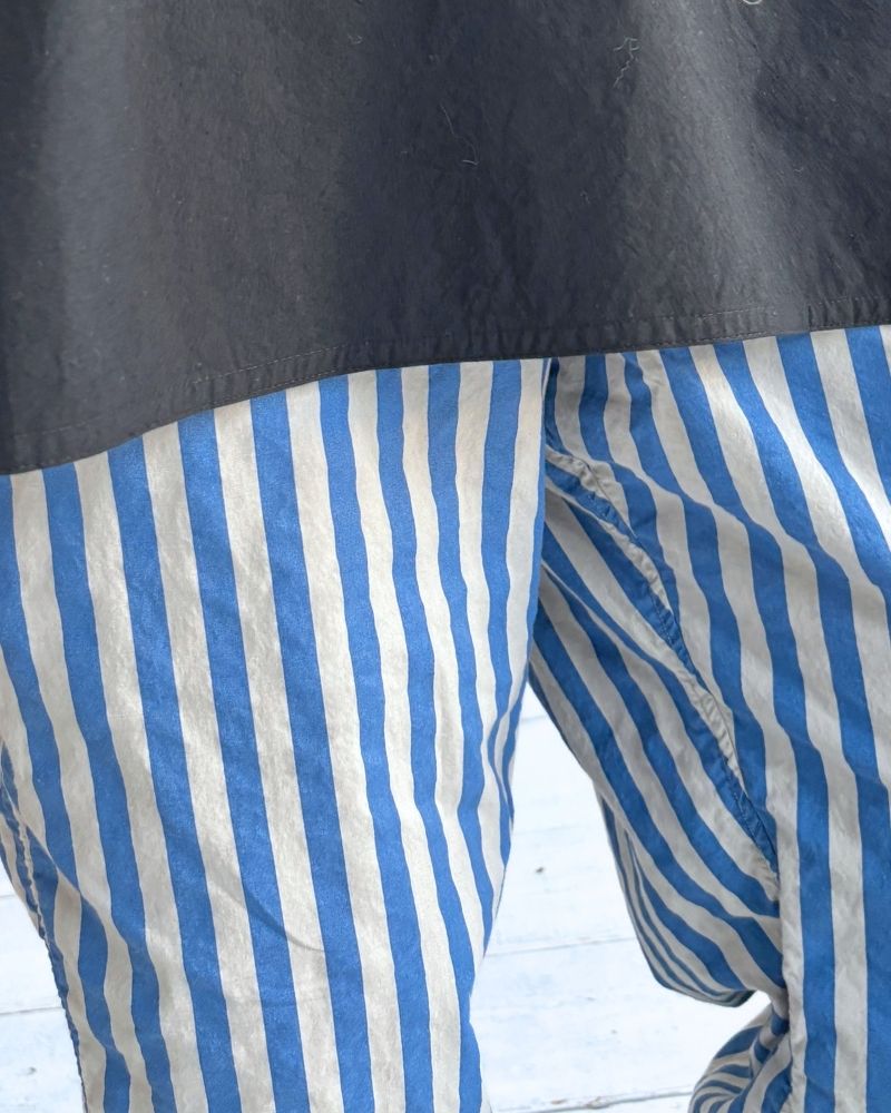 POPLIN WIDE STRIPE (OVERDYE) EASY PANTS MilkyGrey