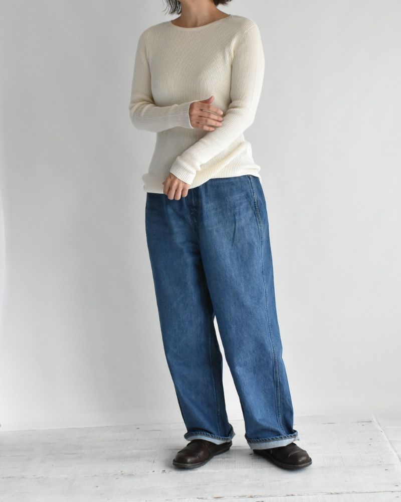 JAPAN WHOLEGARMENT リブニットプルオーバー Ivory