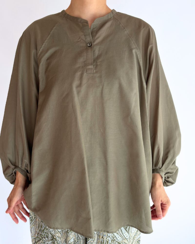 バルーンスリーブ ブラウス（コットンシルク） Khaki