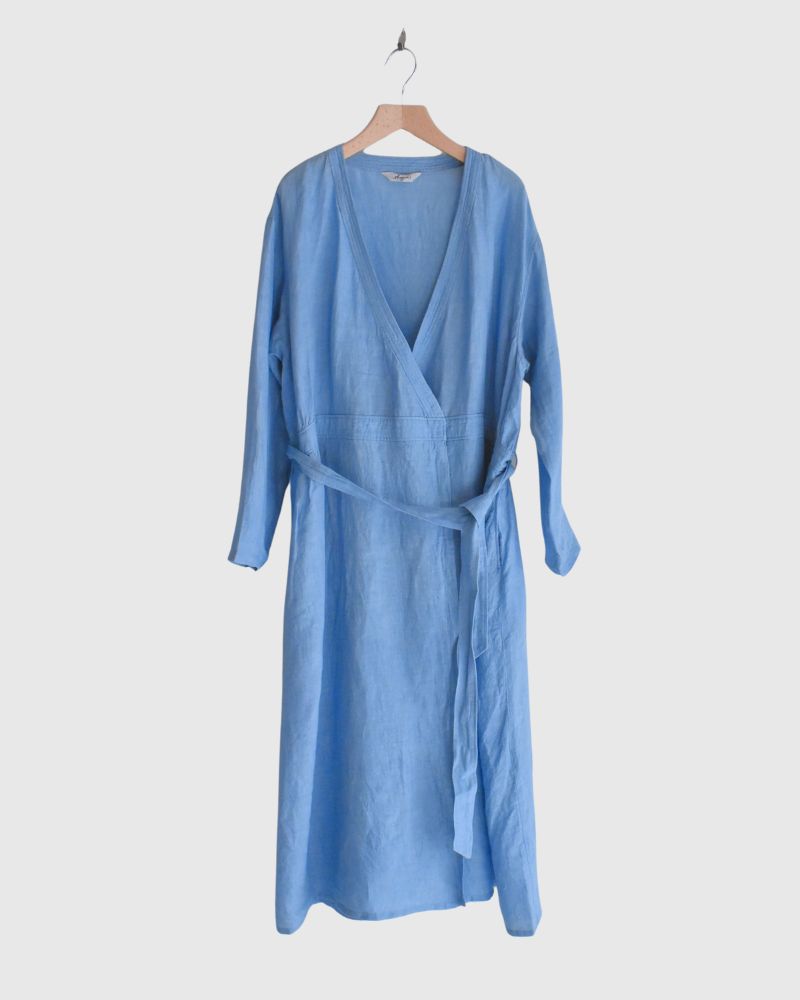 インディゴリネン カシュクールドレス LightBlue